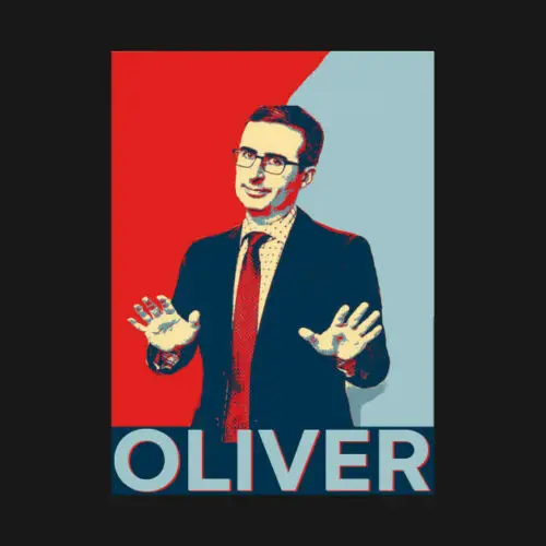 

John Oliver Comedian In The Style Of Hope Poster Parody Black T-Shirt
