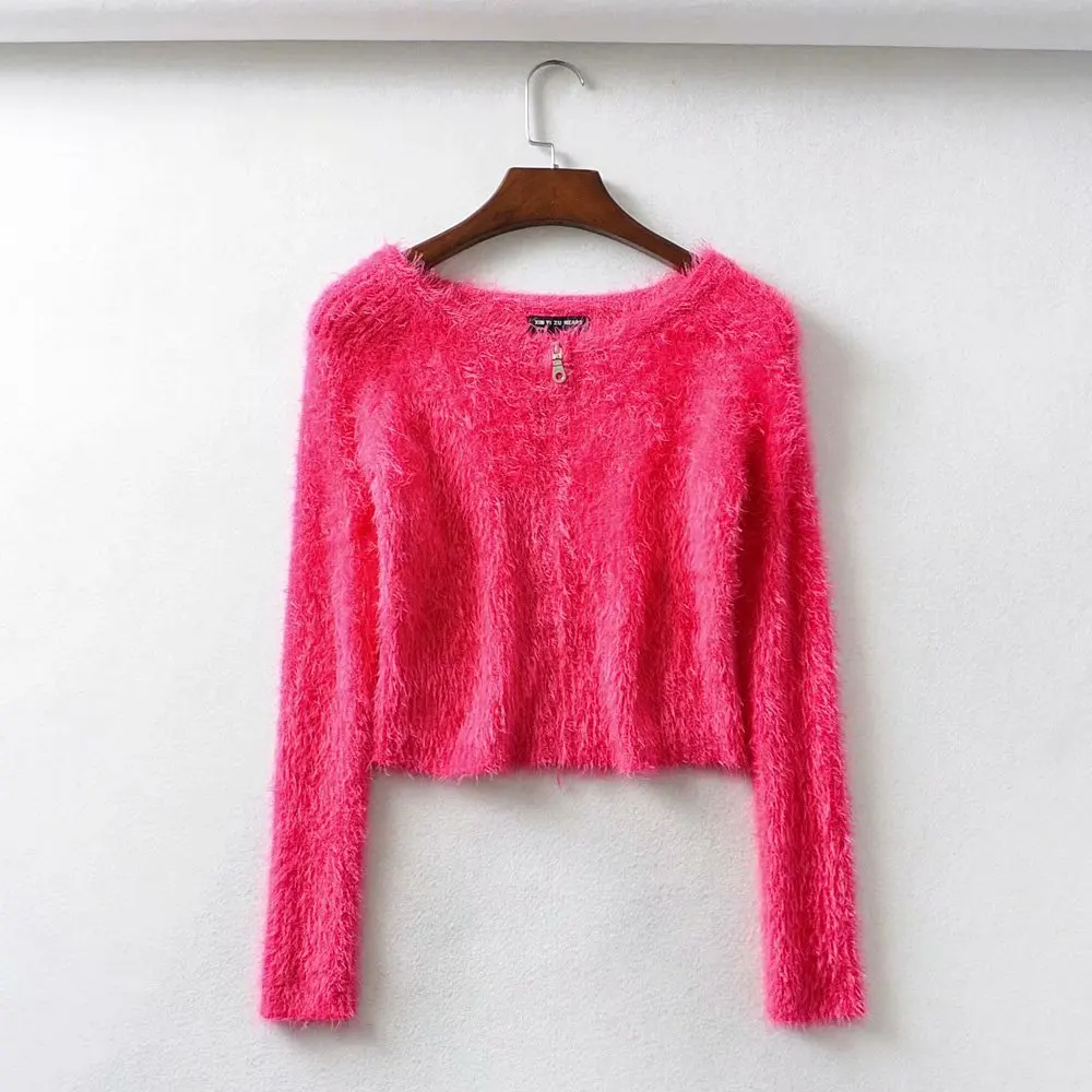 2019 Fall cardigan kawaii cropped women mohair sweaters knitted crop sweater korean cute sexy vintage |
