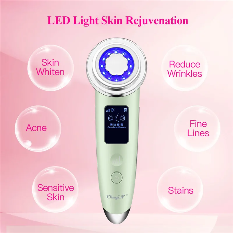

CkeyiN Ultrasonic Facial Scrubber Vacuum Blackhead Remover Hot Compress LED Photon Face Lifting Tightening Anti Aging Skin Care