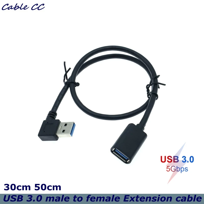 

90 Degree Left Bending USB3.0 Extension Cord Male to Female USB3.0 Cable Computer Laptop Connect Network Card U Disk USB3.0 Line