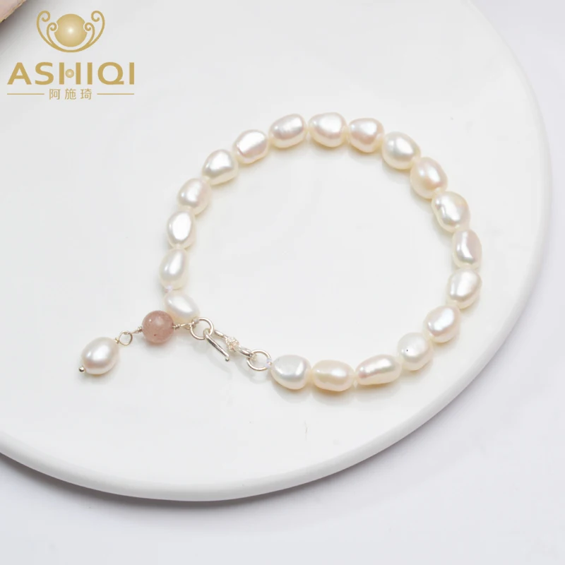 Женский браслет с пресноводным жемчугом ASHIQI из стерлингового серебра 925 пробы