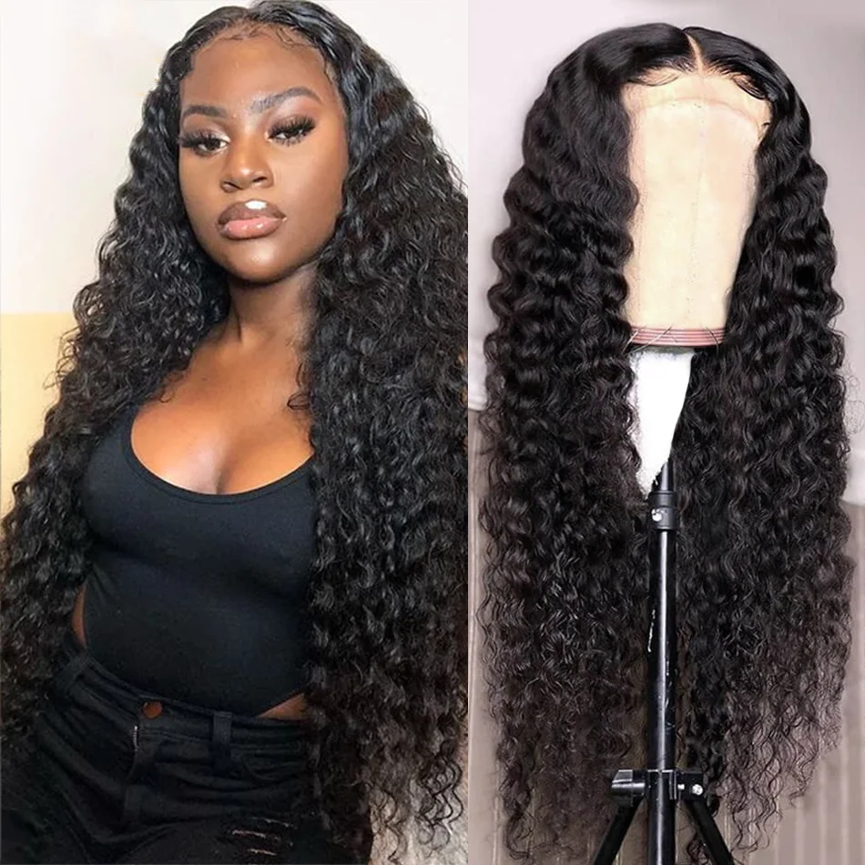 

30inches Deep Wave Frontal Wig 13x4 Lace Front Human Hair Wigs Brazilian Pre-plucked Deep Curly Lace Frontal Wigs for Women