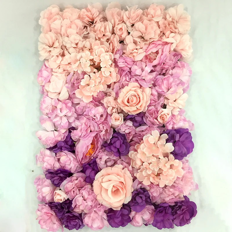 

60x40cm Artificial Flowers DIY Wedding Decoration Flower Wall Panels Silk Rose Flower Purple Romantic Wedding Backdrop