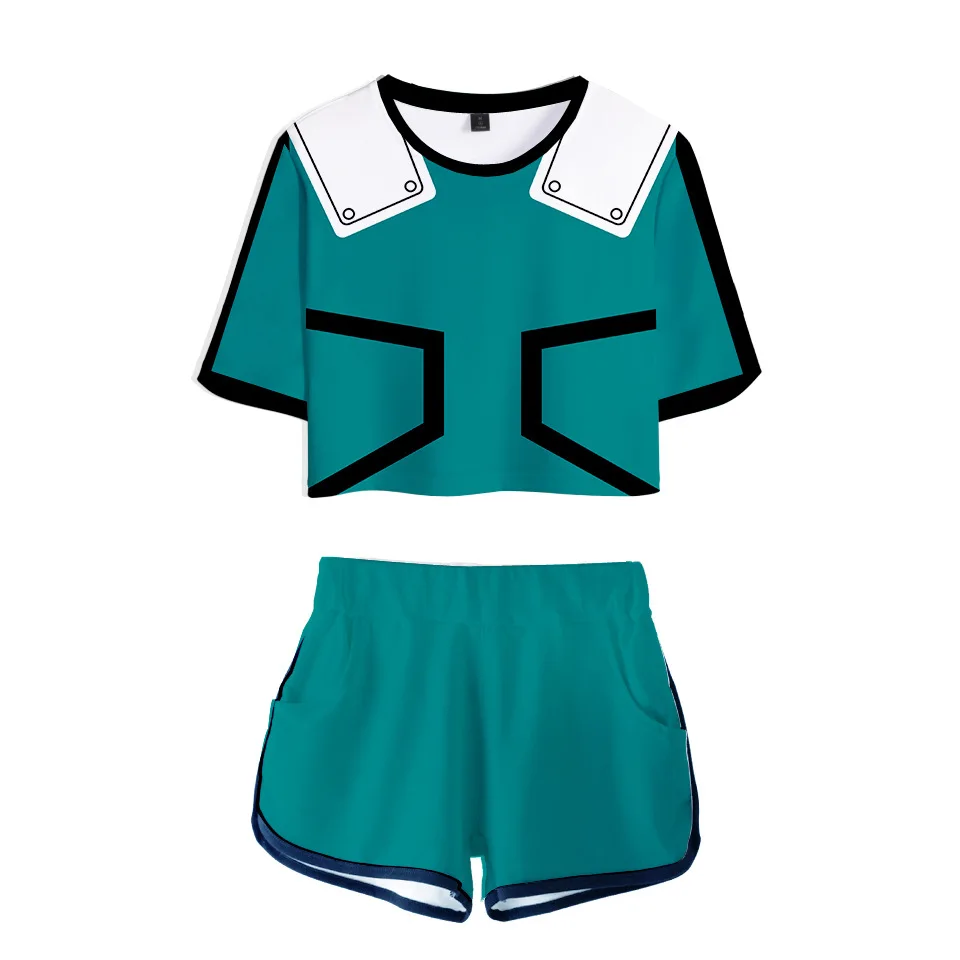

Anime My Hero Academia 3D girls Tracksuit Women Two Piece Set Top tshirt +Shorts Izuku Midoriya Himiko Toga Cosplay Costumes