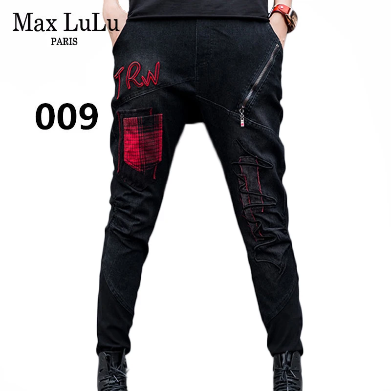 Max LuLu Роскошные корейские винтажные женские штаны-шаровары женские черные рваные джинсы с эффектом пуш-ап женские джинсовые брюки размера плюс Pantolon