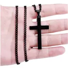 Новое ожерелье с подвеской в виде креста, черная цепочка, ожерелья из нержавеющей стали для мужчин, ювелирные изделия