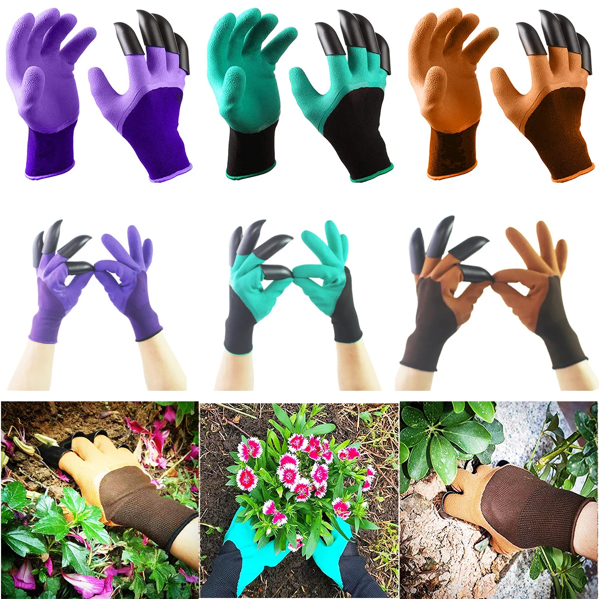 

Защитные рабочие перчатки для сада, аксессуары для защиты двора, пластиковые зажимы для посадки пальцев, 24 см
