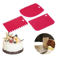 3pcsset plastic cake scraper spatula set pastry dough fondant cream cake edge side decorating comb and icing smoother cutters