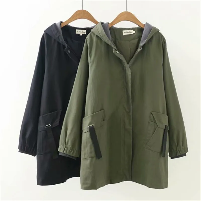 Женский Длинный плащ ArmyGreen Повседневная ветровка с длинным рукавом верхняя