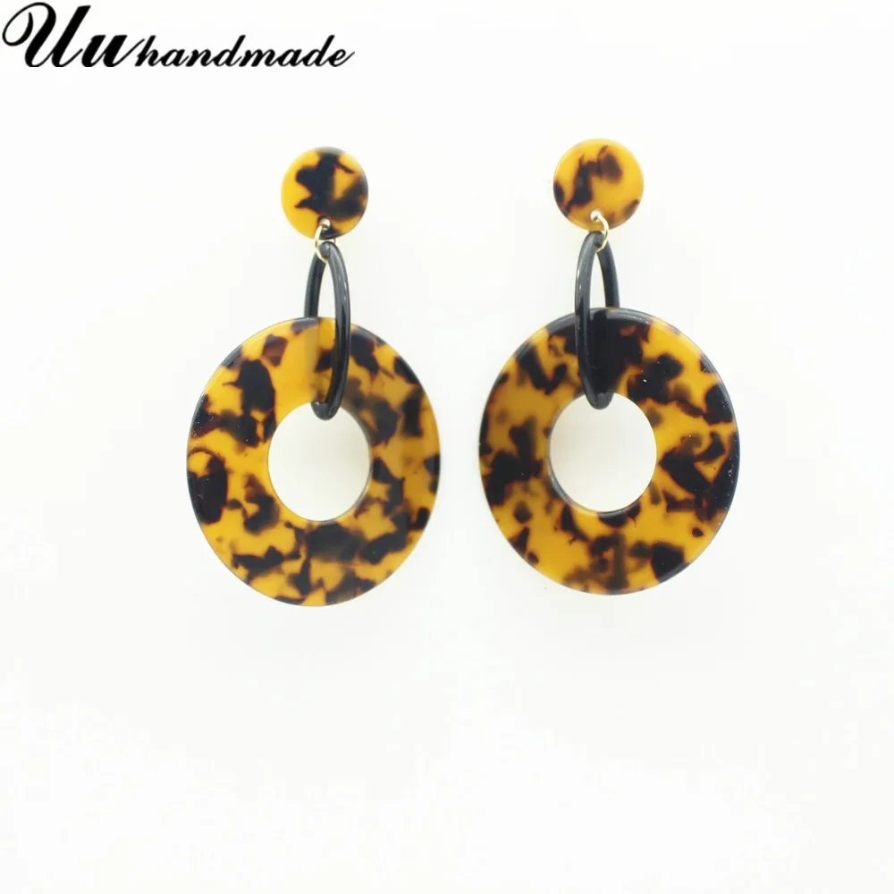 Leopard Pattern Chunky Round Shape Acylic Drop Earrings Tortoise Shell Eer Jewelry | Украшения и аксессуары