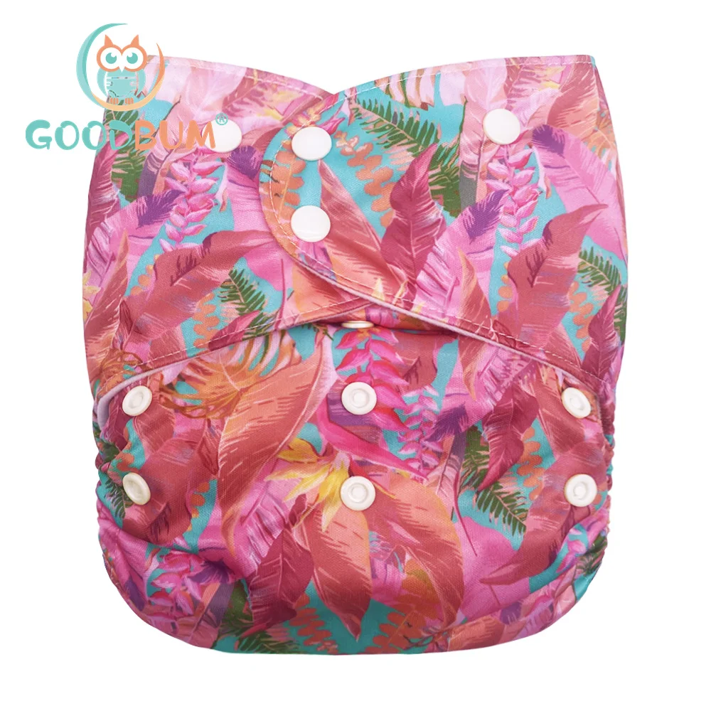 Goodbum Rainforest 8-25KG Washable Adjustable Cloth Diaper Double Gusset Cloth Nappy For Baby XL Diaper