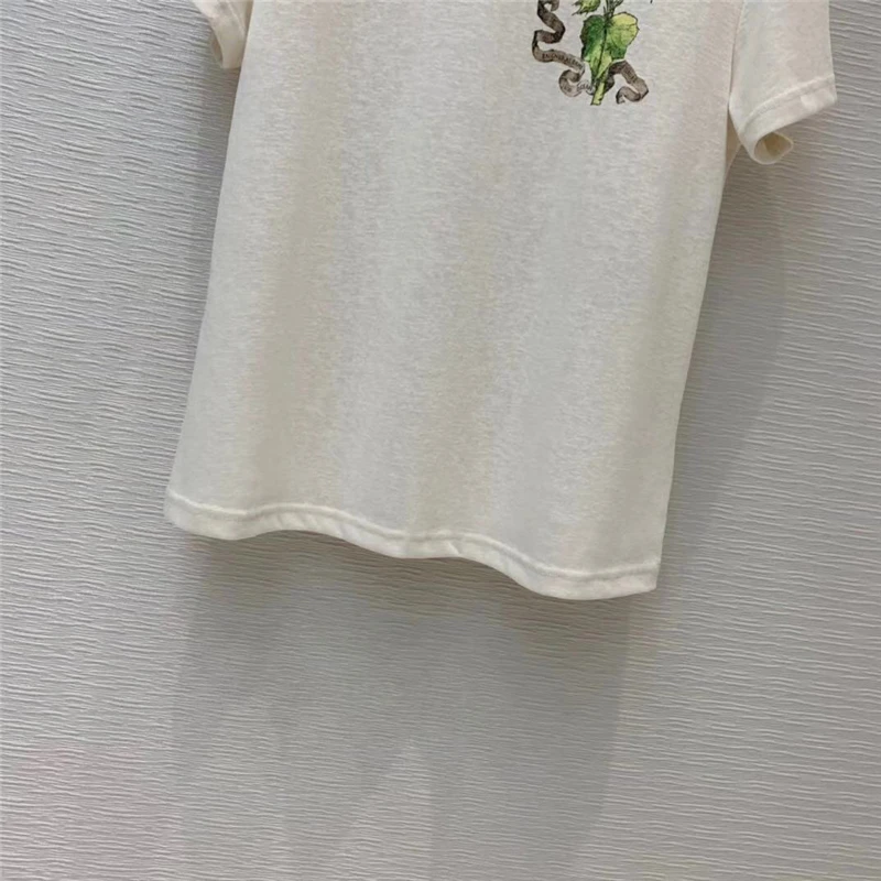 

Summer new women's pure cotton short-sleeved T-shirt 2021 rose flower letter printing casual style loose brand-name clothing