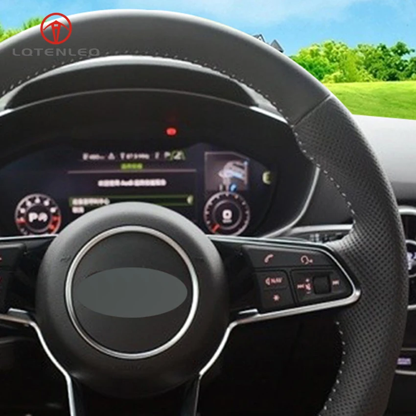 LQTENLEO черная искусственная кожа DIY Ручная прошитая крышка рулевого колеса
