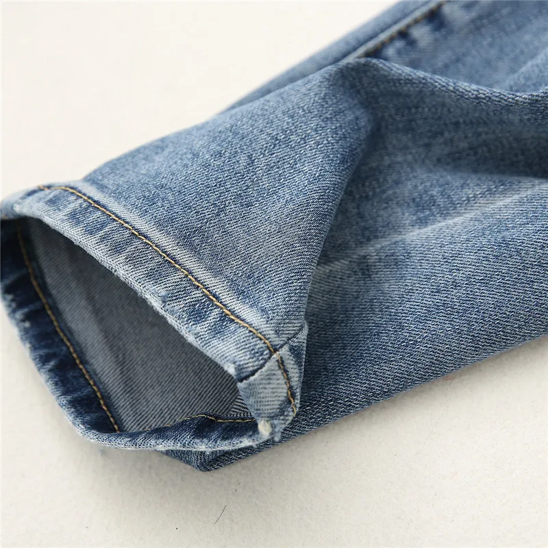 

Autumn winter new style street casual high waist ripped stretch jeans women, solid color thinner washed feet Harem jeans women