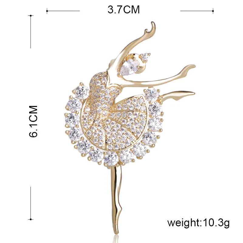 Женская брошь в форме балерины Blucome изысканная с микроинкрустацией из циркония