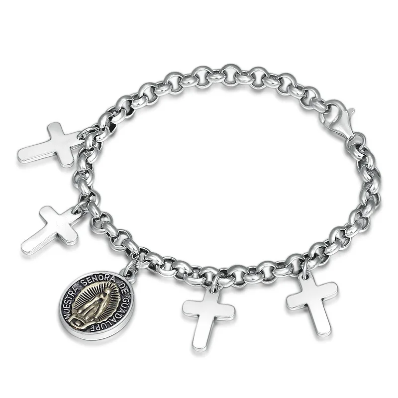 otationS925 sterling silver jewelry Thai creative cross Virgin Mary listing ring bracelet female free shipping | Украшения и