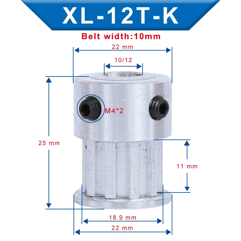 Зубчатый шкив XL 12T Bore4/5/6/6.35/7/8 мм зубчатый шаг 5 08 алюминиевый ширина 11 для ремня ГРМ