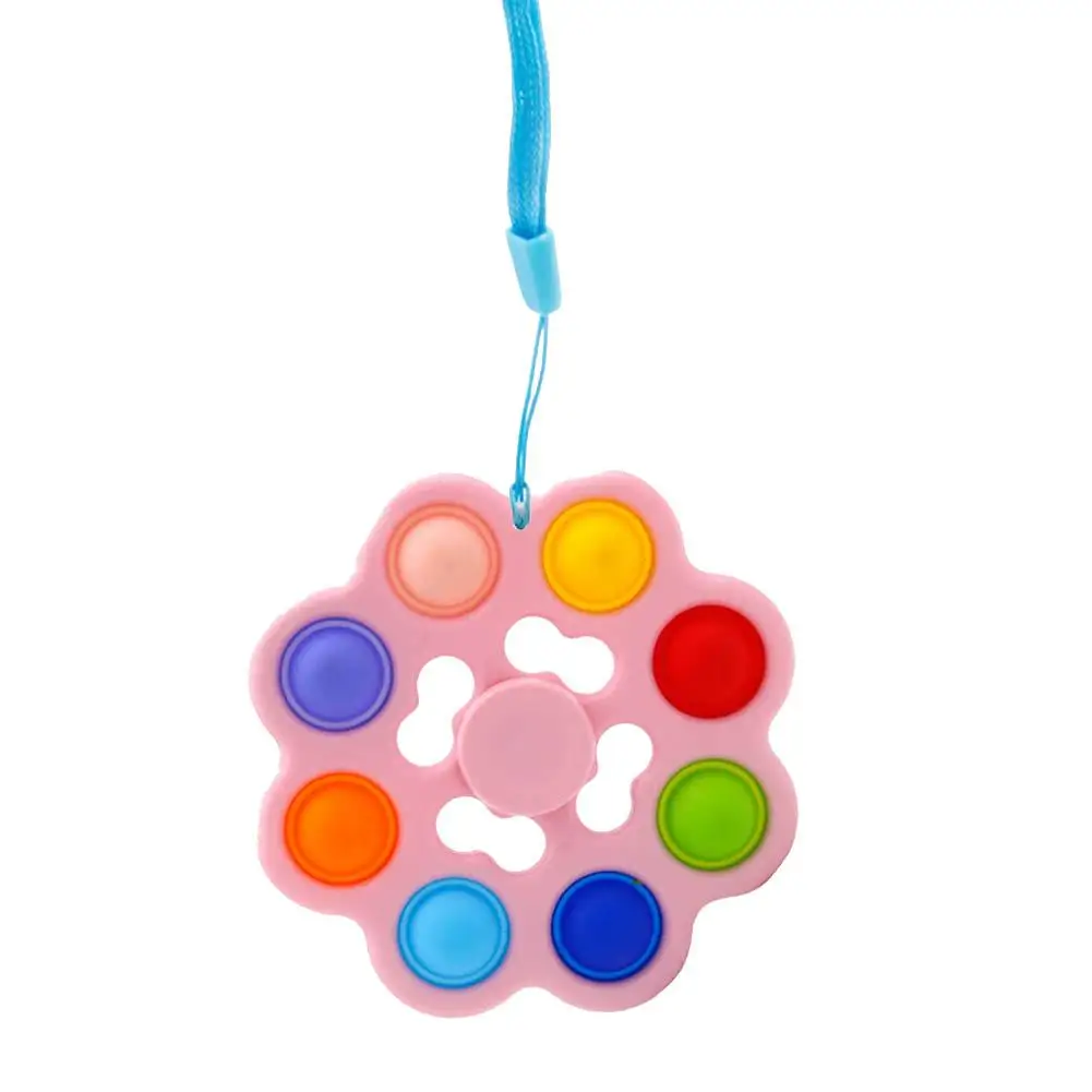 

3Pcs Silicone Push Bubble Fingertip Spinner Keychain Sensory fidget Toy Autism Stress Reliever Fingertip Gyroscope For Adult Kid
