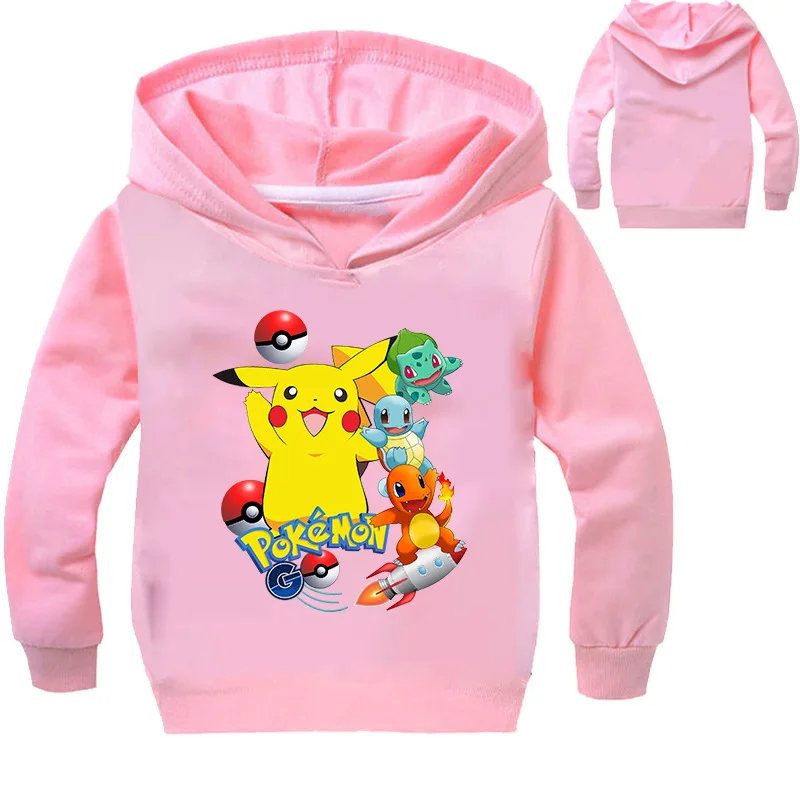 От 2 до 16 лет модные худи с Покемон Гоу для детей куртка Пикачу капюшоном