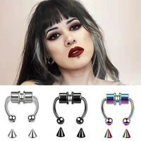 stainless steel non piercing faux septum rings alloy nose ring hoop magnetic nose ring fake nose piercings fake nose rings gift