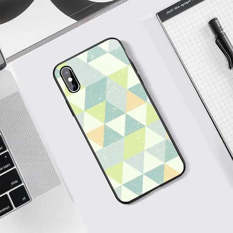 

cute Painted Colorful triangles Phone Cases Tempered glass For iphone 5C 6 6S 7 8 plus X XS XR 11 PRO MAX