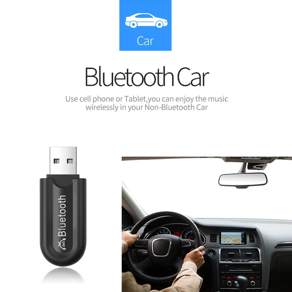 Black White Bluetooth 5.0 Wireless Audio Receiver USB Power 3.5mm AUX Jack RCA Car Kit Stereo Music Adapter | Автомобили и