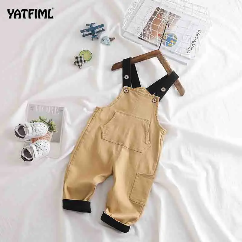 YATFIML/Модный трикотажный комбинезон для маленьких мальчиков и девочек, штаны, Мягкий комбинезон для малышей, подтяжки, яркие цвета, Комбинезоны для маленьких девочек и мальчиков - Цвет: brown