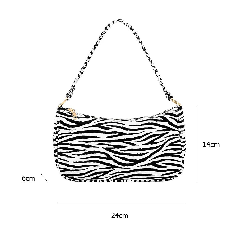 

2020 Fashion Vintage Women Shoulder Bags Totes Zebra Printed Portable Casual Underarm Handbag Female Travel Clutches
