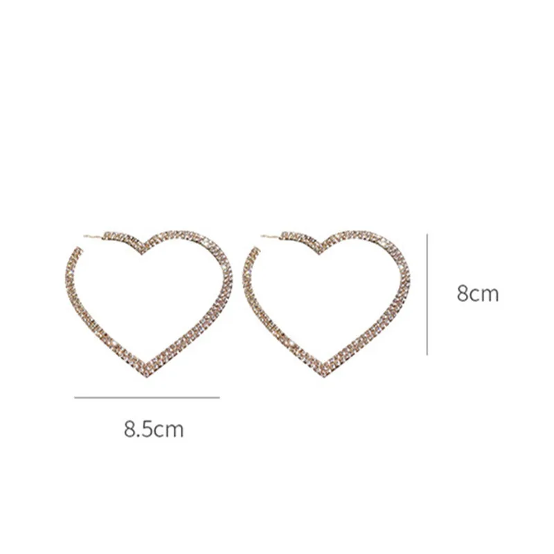 

Fyuan Mode Groot Hart Kristal Hoepel Oorbellen Voor Vrouwen Bijoux Geometrische Strass Oorbellen Verklaring Sieraden Geschenken