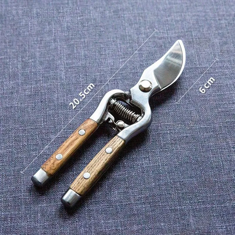

Stainless Steel Wooden Handle Thick Pruning Pruning Gardening Scissors with 2PCS DIY Dovetail Scribe