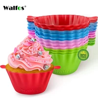 walfos 12 pieces 9cm muffin cups for kitchen round silicone diy baking cake moulds muffin cupcake moulds