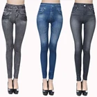 Зимние женские спортивные штаны для фитнеса и йоги, имитация джинсов с высокой талией, Компрессионные Леггинсы, колготки для спортзала, тонкие брюки размера плюс 5XL
