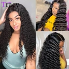 Бразильские 13x4 HD прозрачный Синтетические волосы на кружеве парики из натуральных волос на кружевной предварите 9A глубокая волна Синтетические волосы на кружеве al парик 4x4 кружева закрытие парик