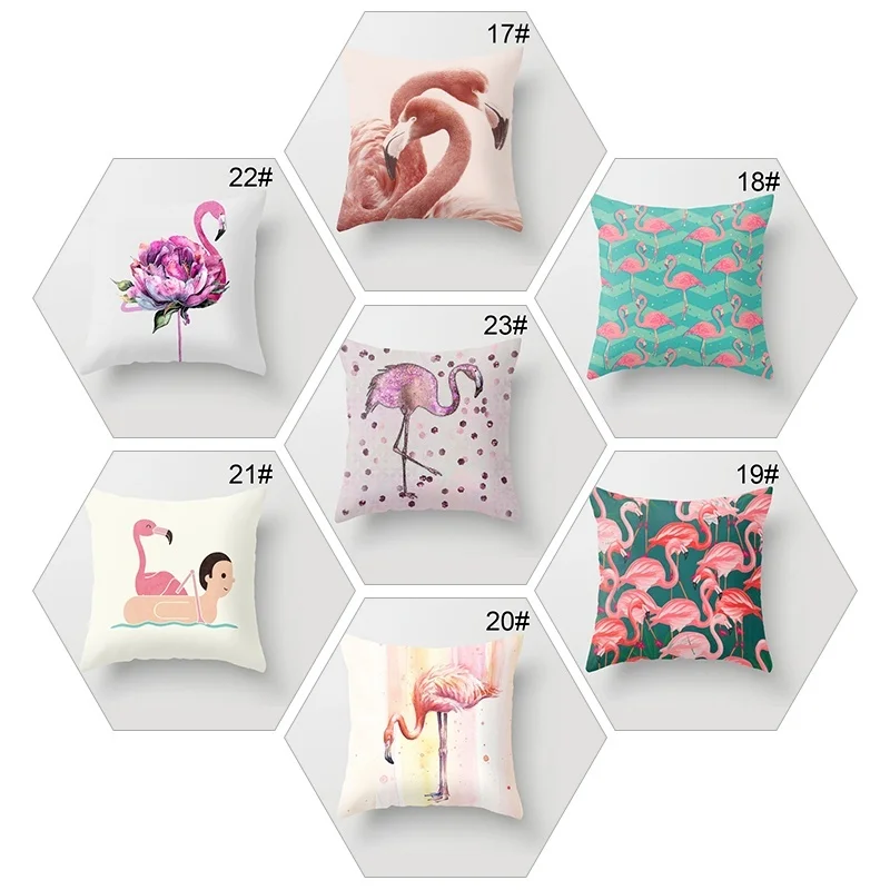 

1PC Flamingo Push Pillow Home Sofa Cushion Push 45*45cm Pillow Cover Animal Flower Dot Printed Home Textile Office Throw Pillow