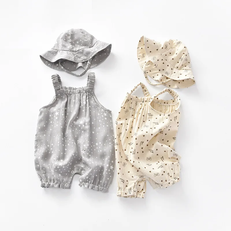 

Summer Newborn Jumpsuit Casual Clothes New Infant Boys Girls Clothes Set Sweet Print Sling Toddler Cute Baby Romper