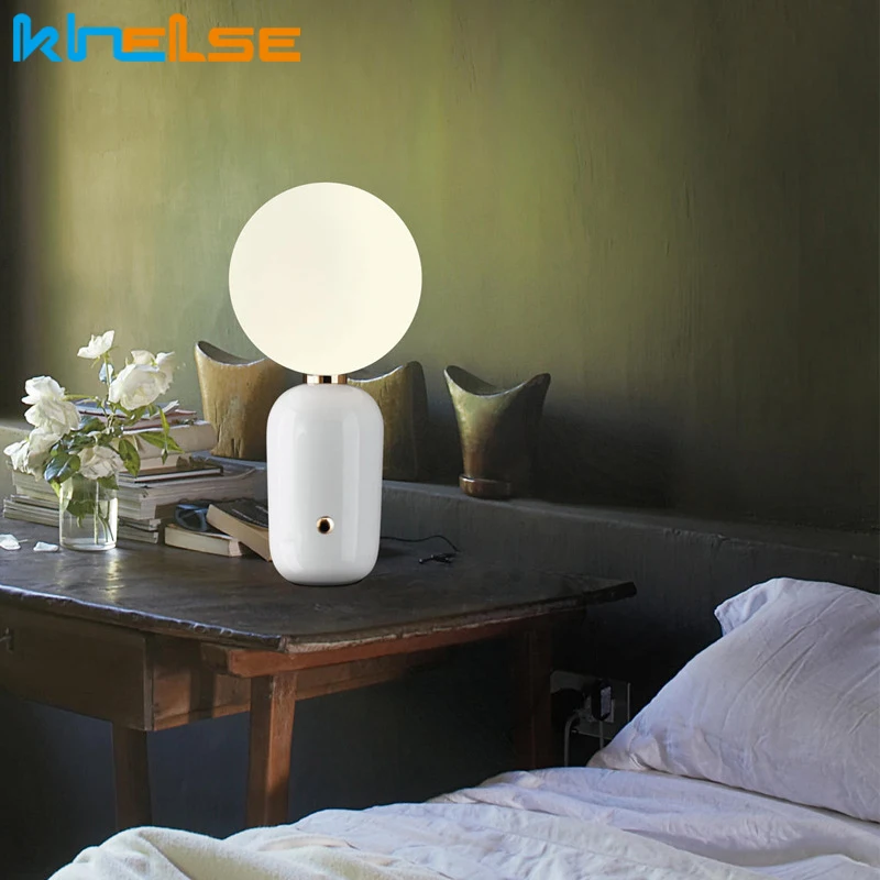 Современный светодиодный светильник стеклянные сферические настольные лампы