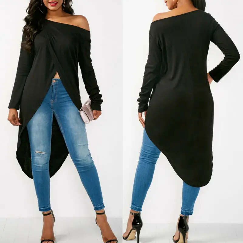 Женская блузка с косым воротником и длинным рукавом женские повседневные