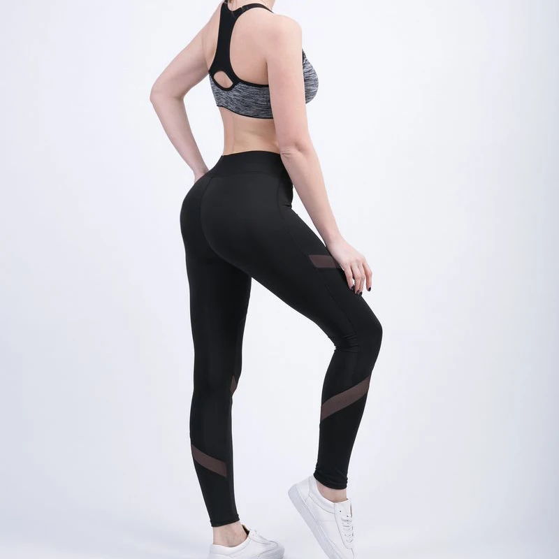 CHRLEISURE Patchwork Leggings Women Fitness Gothic Mesh Stitching Gym Pants Woman Sexy Breathable Elastic | Женская одежда