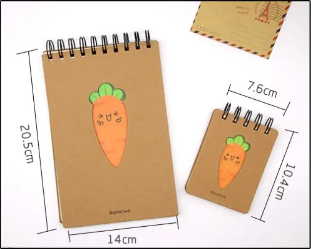 

Cute Carrot Coil Notebook Creative Loose leaf Blank Word Book Card Tearable Notepads Stationery gift school supplies