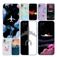 for xiaomi redmi note 4x 5a 5 6 7 8t 8 9t 9s 9 10 10s 11 pro max soft tpu airplane travel art transparent phone case