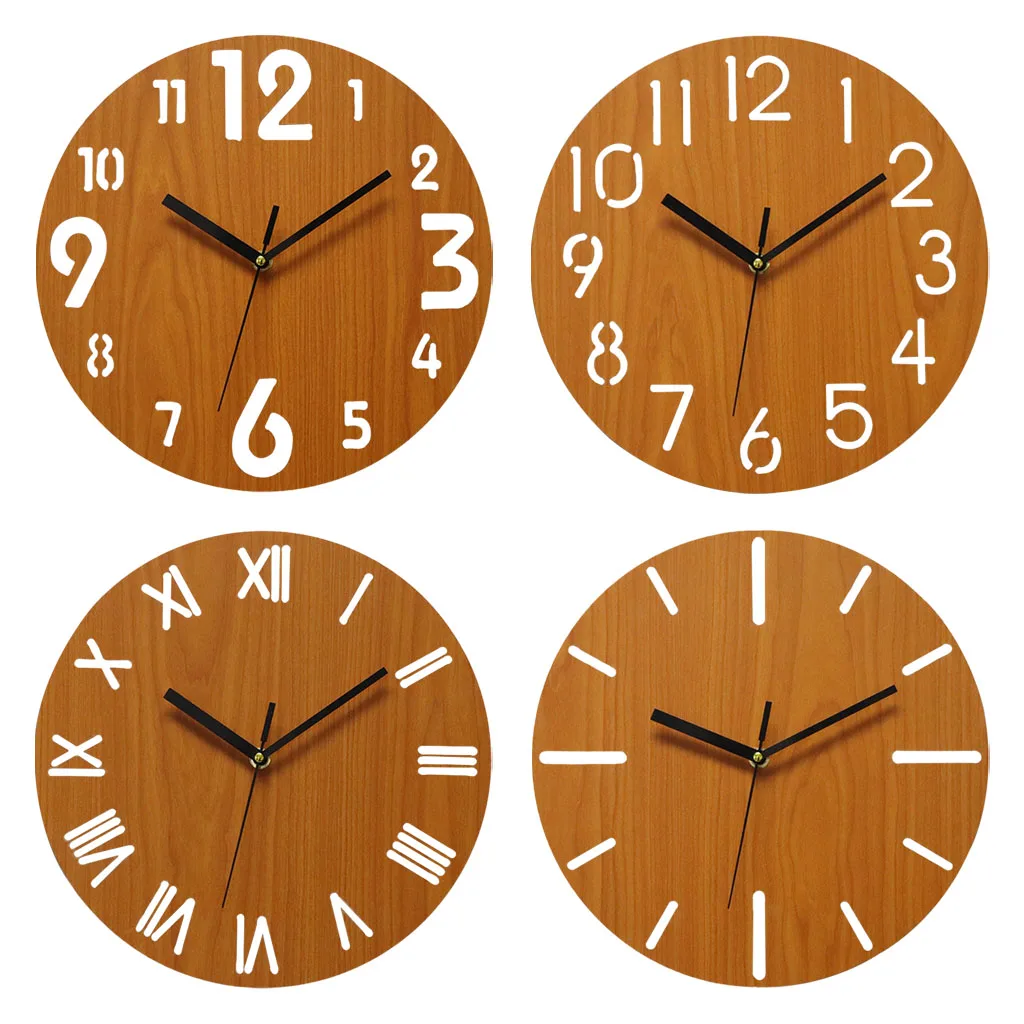 

Большие настенные часы в скандинавском стиле, деревянные бесшумные Настенные Детские часы для украшения дома, спальни, детской комнаты