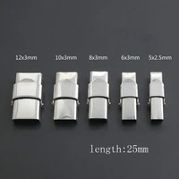 5pcs stainless steel clasp buckle crimp jaw hook watch band clasp for leather silicone bracelet jewelry making diy connector