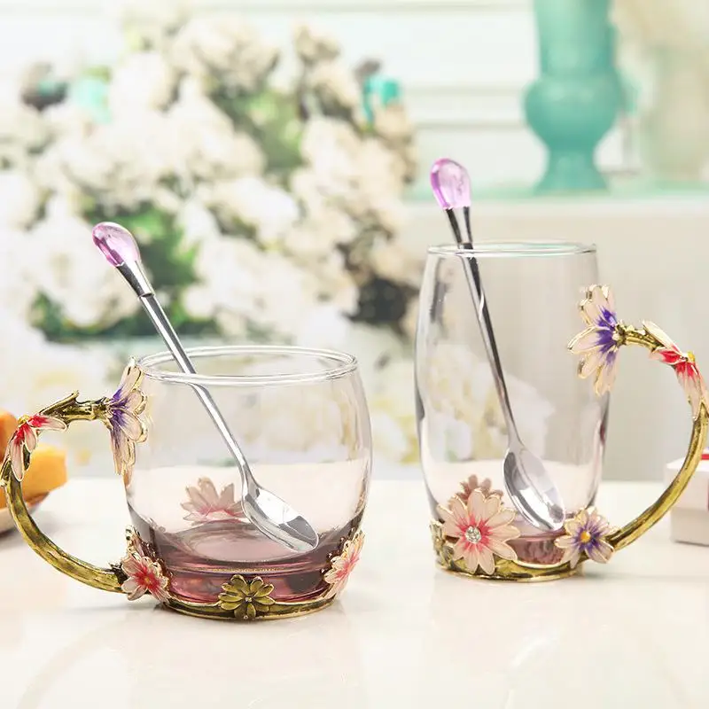 2019New ручная роспись Европейская стеклянная чашка для чая и воды Питьевая Посуда