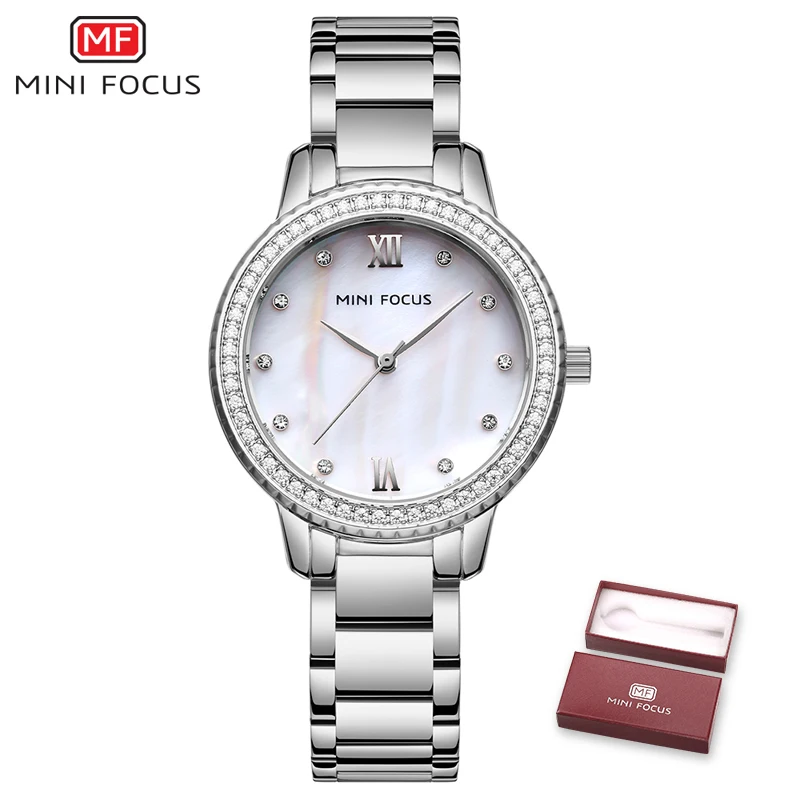 silver white Мини фокус женские часы люксовый бренд водонепроницаемые кварцевые часы из нержавеющей стали роскошное модное платье женские часы Relogio Feminino - Цвет: silver white
