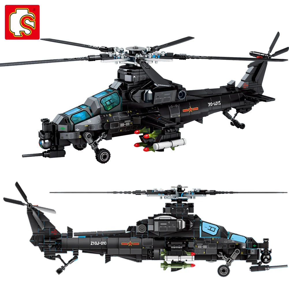 SEMBO строительные блоки военный строительный вертолет оружие Вертолет Самолет