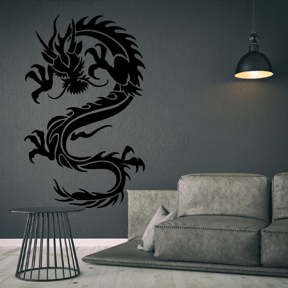Китайский стиль домашний декор Дракон наклейки на стену клей съемный ПВХ