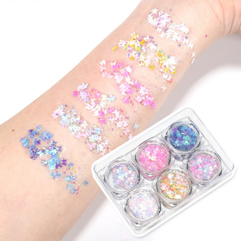 Блестящий гель для макияжа с глазами и бабочками 6 шт./компл. 2019|Глиттер шиммер| |