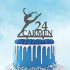 Персонализированный Топпер для торта с именем на заказ, танцевальная балерина, силуэт для гимнастики, украшение для торта на день рождения, Топпер