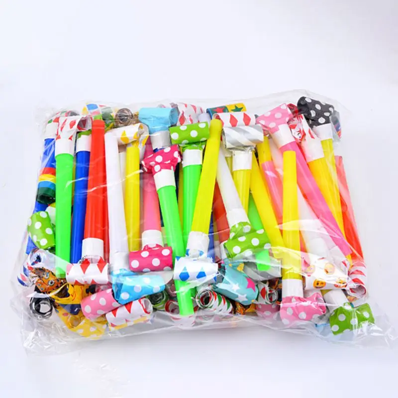 

10pcs/bag Party Blower Plastic Musical Blowout Blow Outs Whistle Horns Noisemaker Toy Celebration Birthday Parties Favors