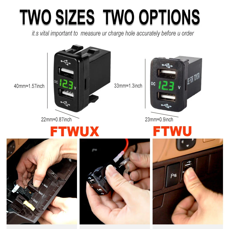 new dual usb qc car socket charger 12 24v voltmeter led car accessories power adapter for toyota quick charge for mobile phone free global shipping
